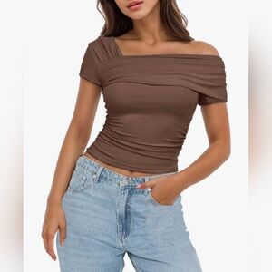 Anytime Elegant Brown Off-Shoulder Women's Top